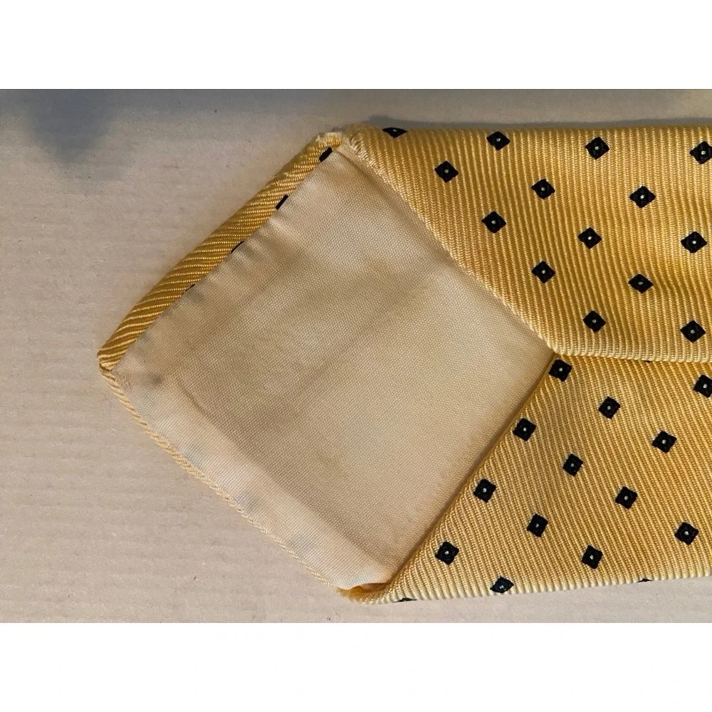 Stackpole Moore Tryon Hartford Mens Gold Blue Diamond Silk Tie Vintage Hand Sewn
